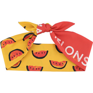 Miri原创红黄色西瓜兔耳朵韩国宽窄铁丝发带女绑发饰丝巾发箍头饰