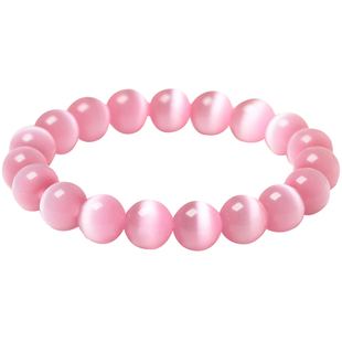 黄色水晶手环粉色猫眼石手链女生彩色珠子手镯转运招财高颜值手串