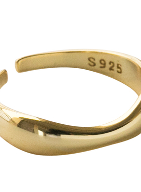 纯银波浪欧美风不规则异形戒指环