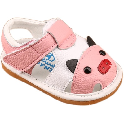 宝宝牛皮鞋真软底学步鞋子男宝宝包头鞋夏季1-3-5岁卡通女童凉鞋