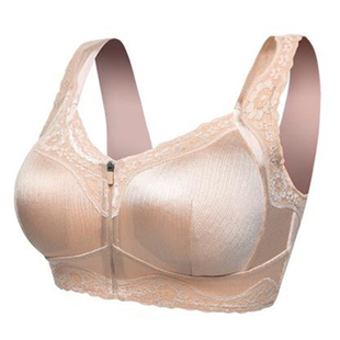 无钢圈前扣拉链大码全罩杯文胸罩防震聚拢胖MM收副乳运动内衣薄款