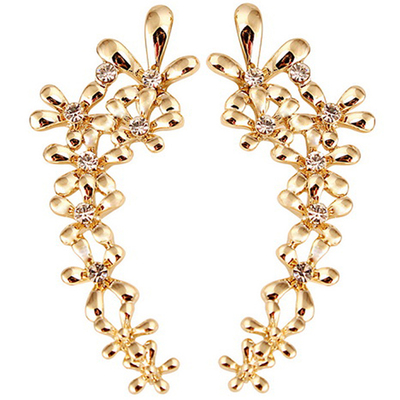 新款时尚风花草u形水钻耳骨夹