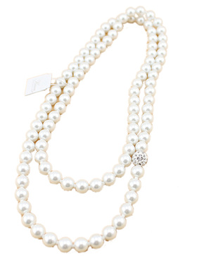 百搭90cm长直径08cm玻璃项链珍珠