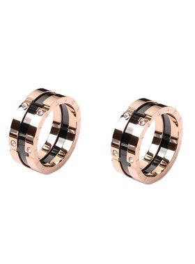 玫瑰金潮简约个性chic钛钢戒指