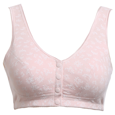 妈妈款纯棉印花文胸中老年前扣