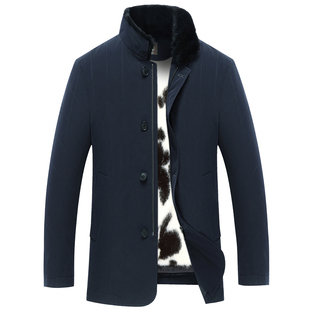 记忆丝面料水貂黑貂十字貂灰貂内胆尼克服立领派克服皮草男装外套