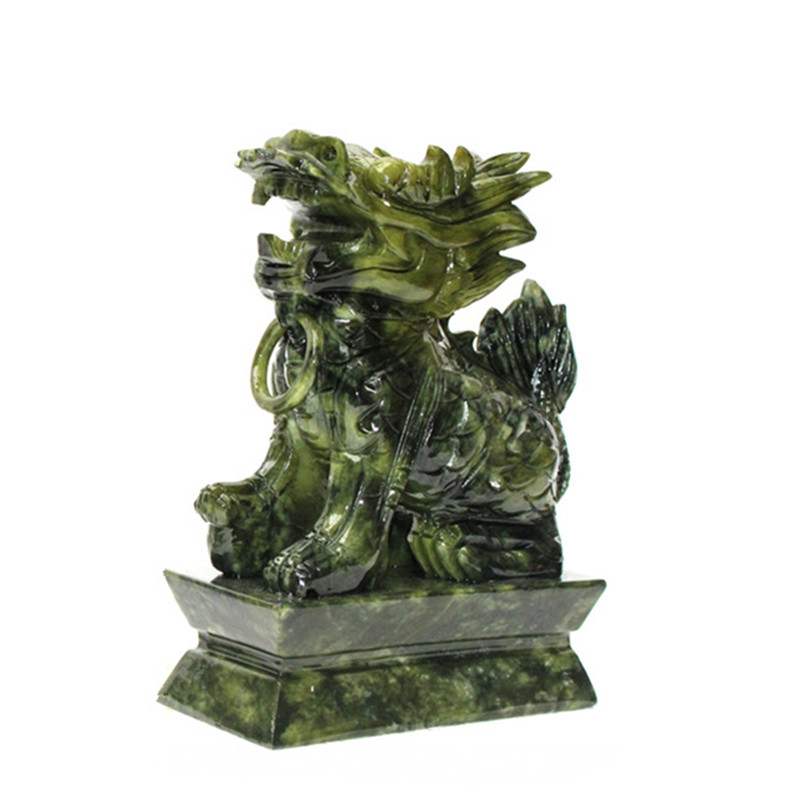 青玉黄玉天然玉石麒麟摆件一对风水玉其林招财纳财玄关门口卧室
