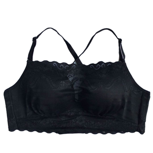 欧货交叉美背文胸无钢圈蕾丝网沙透气上托聚拢性感抹胸时尚内衣女