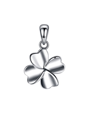 项链足银单吊坠时尚风幸运四叶草