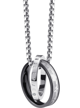 ins潮韩版钛钢双层吊坠男生项链