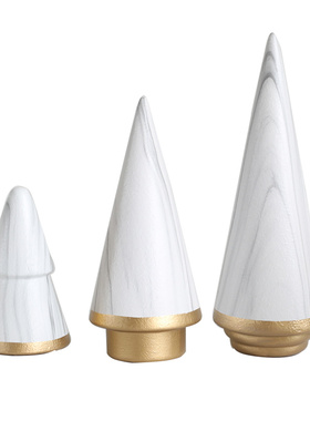 几何大理石纹金色圣诞树客厅桌面