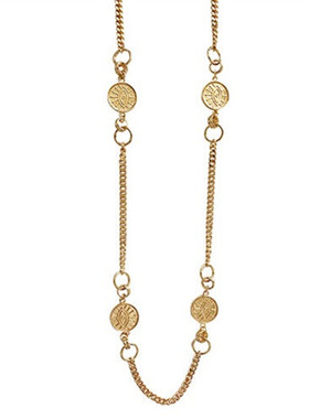 大眼睛小姐复古时尚风金币毛衣链