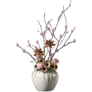 桃花干花花束家居摆设假仿真桃花枝桃花装饰桃花树枝单支干花花瓶