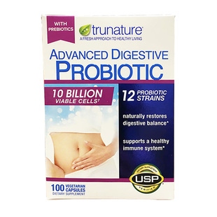 美国直邮 TruNature Digestive Probiotic成人益生菌胶囊 100粒装