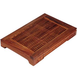 功夫茶具大小号鸡翅木茶盘实木制茶托茶海花梨木抽屉排水储水茶台