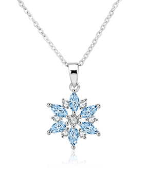 海蓝宝石雪花项链女 纯银925初雪锁骨链简约个性学生森系圣诞礼物