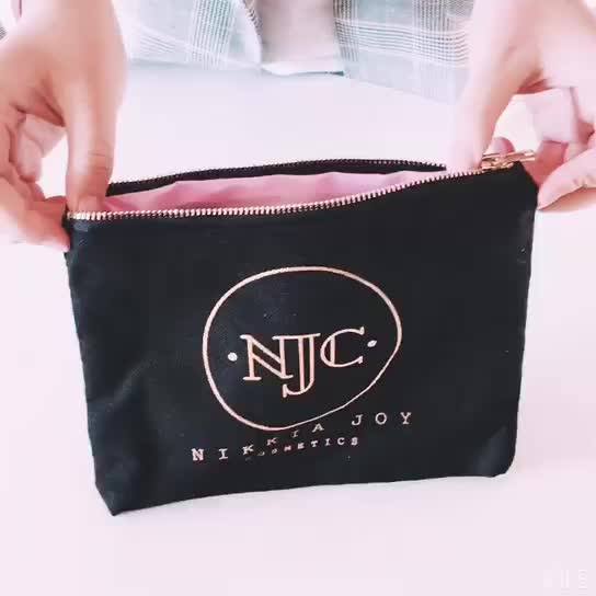 Wholesale Custom Makeup Pouch Travel Plain Folding Canvas Cosmetic Bag