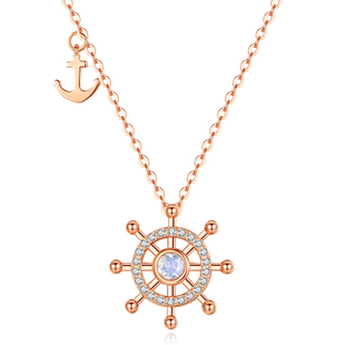 扬帆起航纯银锁骨项链女船舵吊坠网红嘻哈ins简约小众设计感礼物