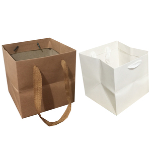 正方形宽底袋子高档方体纸袋礼品袋子盆景鲜花纸袋蛋糕烘培包装袋