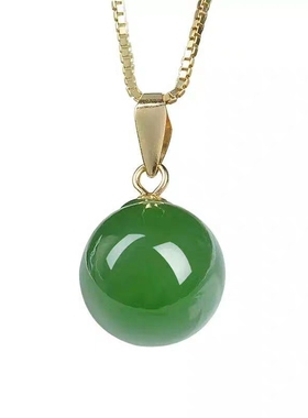 18K金天然绿玉髓吊坠步步高升金镶玉髓水晶项链坠绿宝石时尚礼物