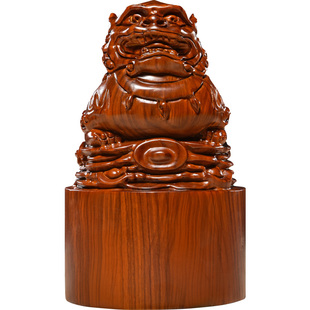 花梨木雕貔貅玉玺印章定刻私人摆件大号古风手工商务礼品定做圆章