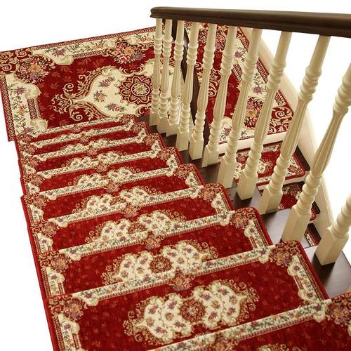 欧式楼梯踏步垫免胶自粘实木家用防滑垫子旋转可定制裁剪满铺地毯