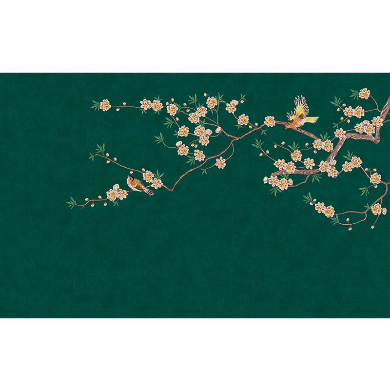 花鸟客厅墙布无缝电视沙发背景
