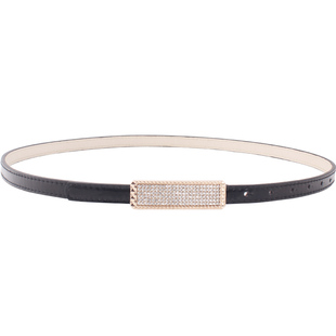 2025水钻装饰细腰带女配连衣裙子韩版简约百搭窄皮带女黑色平滑扣