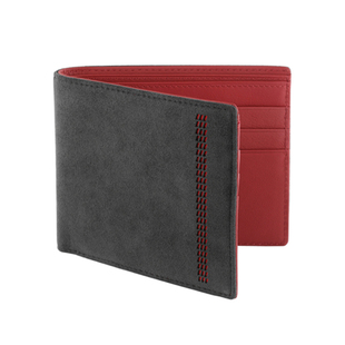 Alcantara翻毛皮麂皮男士对折超薄钱包Nappa真皮短款钱夹简约钱包