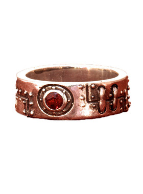 工业风格白色钻石红色石榴石戒指