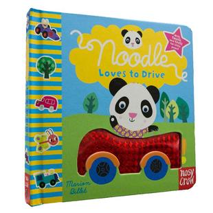 英文原版 触摸纸版书 Noodle Loves to Drive 面条喜欢开车车 纸板绘本亲子共读 与小熊很忙bizzy bear同出版社