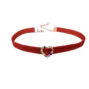 优雅黑色丝绒项圈闪钻颈链choker复古项链颈带简约气质锁骨链脖子