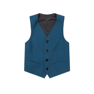 男童红色马甲 礼服 西装走秀礼服时尚个性小主持人服装黑色白马夹