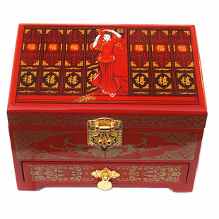 复古双层纯手工珠宝漆器首饰盒子木质带锁结婚实木简约收纳盒