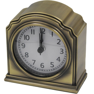 包邮酒店静音小拱形闹钟复古金属欧式台钟简约现代古典闹铃铜钟表