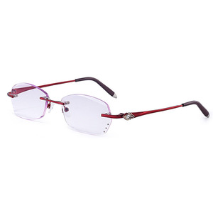 新款时尚老花镜优雅树脂渐变钻石切边无框防疲劳平光镜女老光眼镜