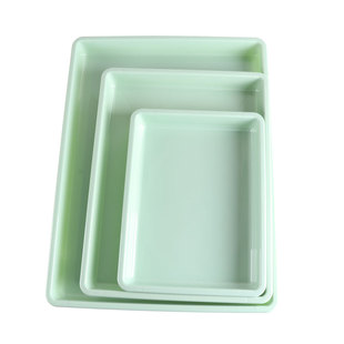 ASONE加厚塑料方盘实验室家用长方形PP耐高温酸碱聚丙烯整理收纳盒物料周转盘子小中大号白/绿色进口塑料托盘