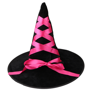 万圣节化妆舞会精灵巫师缎带帽巫婆帽尖帽成人儿童精灵帽角色装扮