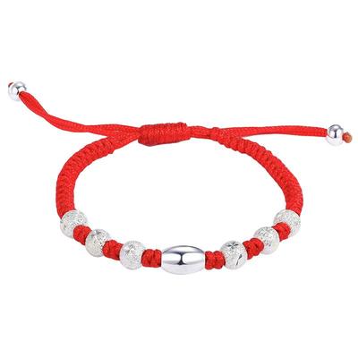 宝宝小孩儿童纯银红绳手链刻字