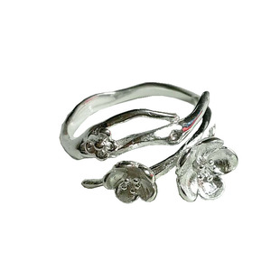 入梦原创指环925纯银民族风清新梅花开口食指戒指女手饰生日礼品