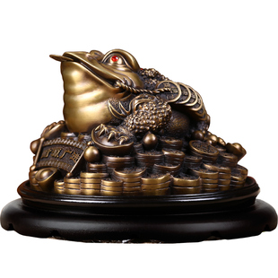 铜金蟾摆件三足蟾蜍店铺开业礼品客厅玄关招财办公室桌面装饰品