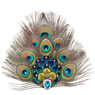 孔雀羽毛饰品新疆舞头饰孔雀舞表演发饰边夹民族胸饰舞会派对配饰