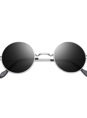 墨镜纯钛圆形溥仪复古风太阳眼镜