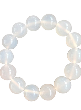 白玛瑙手链男女土款单圈圆珠天然玛瑙珠子白玉髓手串情侣手链礼物