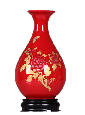 花瓶摆件家居装饰中国红瓷玉壶春