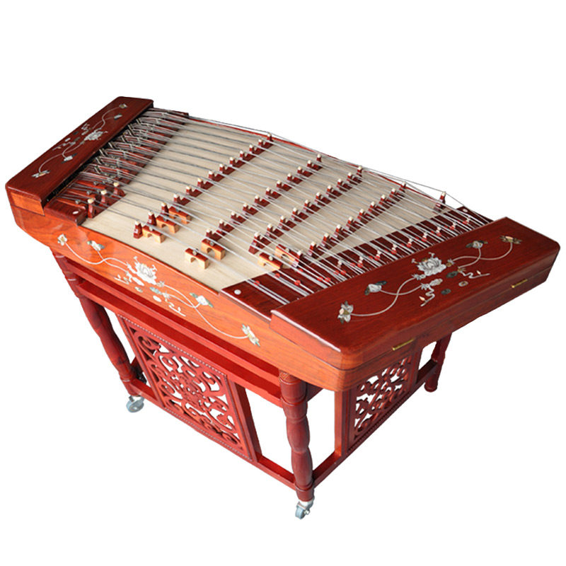 舞台402扬琴乐器赠配件支架扳手锤红花梨木贝雕扬琴标准校音梵巢