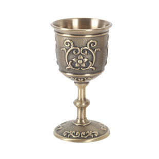 仿古烈酒杯欧式宫廷青铜小号酒具白酒中式雕花高脚家用古代酒盅