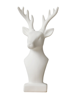 欧式风白色陶瓷鹿头亚光磨砂摆件