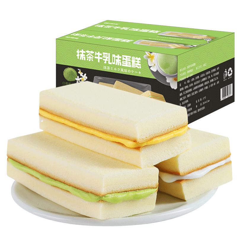 抹茶味整箱308g早餐面包华夫饼干
