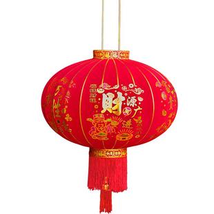 欢度佳节大红灯笼春节新款绒布太阳能灯笼新年装饰过年大门口挂饰